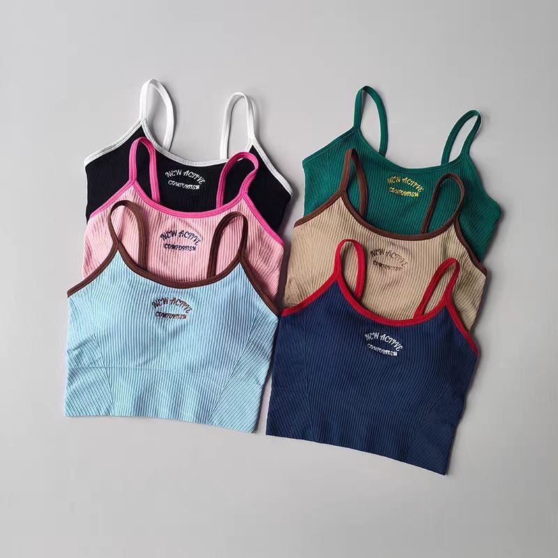 Pilates Yoga Block - Damski sportowy top z blokami kolorów,